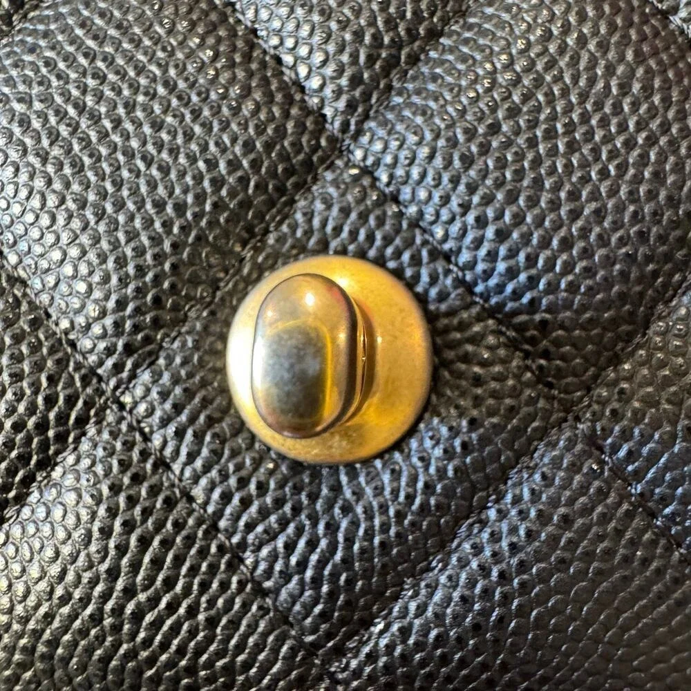 Chanel Black Caviar Circle Handle Crossbody Bag WOC Series GHW Authentic CoA